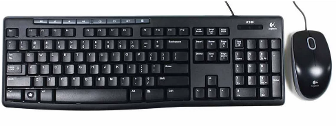 Logitech MK200 USB Keyboard and Mouse Combo - Full-Size Wired Keyboard with Media Keys, High-Definition Optical Mouse