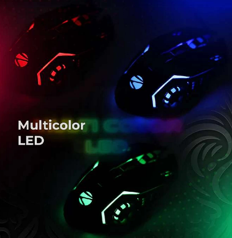 Zebronics Zeb Transformer M2 Premium Gaming Mouse - Multi Color LED lights, Compact and Ergonomic Design, Works on most surfaces, High Quality button, High Precision