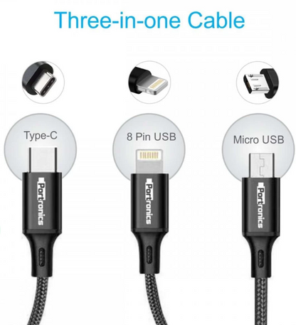 Portronics Konnect Trio Plus 3-in-1 Multi Functional Cable (POR-1051)