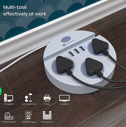 Portronics Power Plate 5 -1500 Watt Surge Protector with 3-USB Charging Ports & Mobile Holder (POR-1359)
