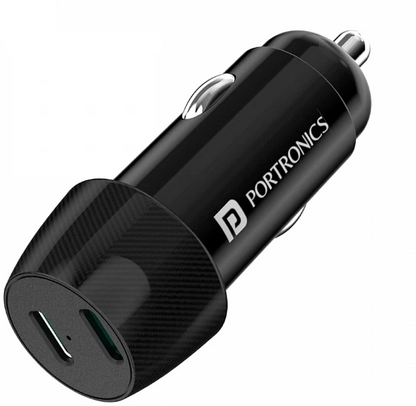 Portronics 40W Car Power 14 Fast Car Charger with Dual Type-C Output