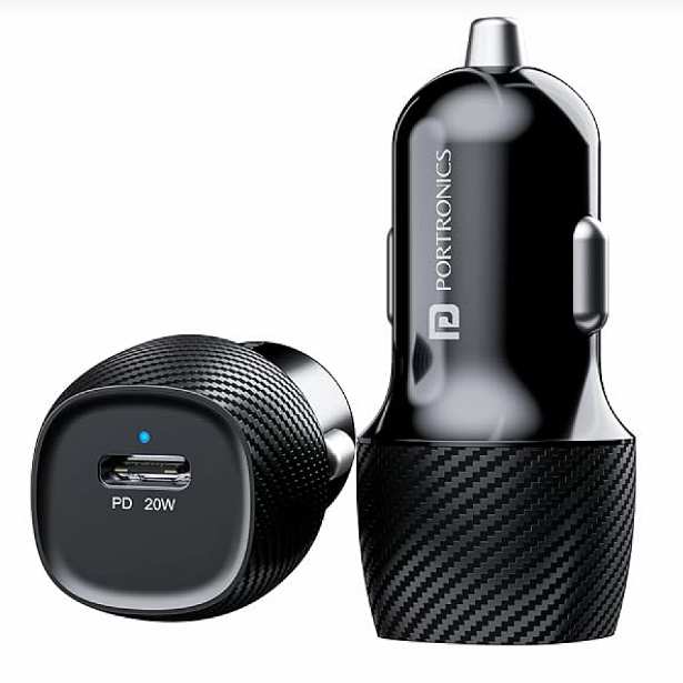 Portronics Car Power 18 Car Charger Adapter with 20W PD