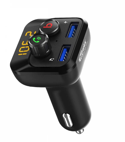 Portronics AUTO 10 SMART CAR CHARGER for Hands-Free Calling, Music Streaming, Micro SD + USB Music, 3.4A Dual USB Fast Charging(POR-320)