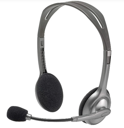 Logitech H110 Dual Pin Stereo Headset with Mic (Black, Grey, On the Ear)