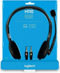 Logitech H110 Dual Pin Stereo Headset with Mic (Black, Grey, On the Ear)
