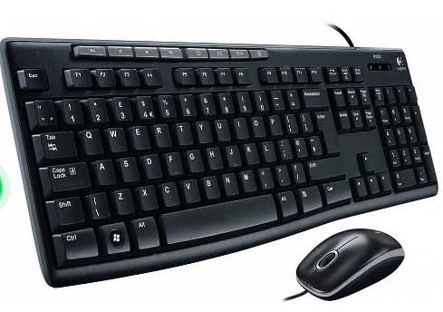 Logitech MK200 USB Keyboard and Mouse Combo - Full-Size Wired Keyboard with Media Keys, High-Definition Optical Mouse