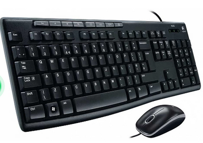 Logitech MK200 USB Keyboard and Mouse Combo - Full-Size Wired Keyboard with Media Keys, High-Definition Optical Mouse