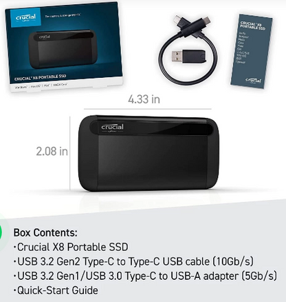 Crucial X8 2TB Portable SSD (CT2000X8SSD9)