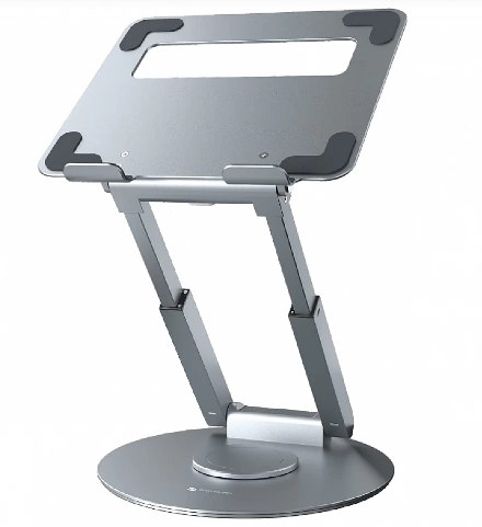 Portronics My Buddy K8 Portable Laptop Stand with 360° Rotating Base, Posture Support, Adjustable Height Upto 53 cms, Ergonomic Design - Silver