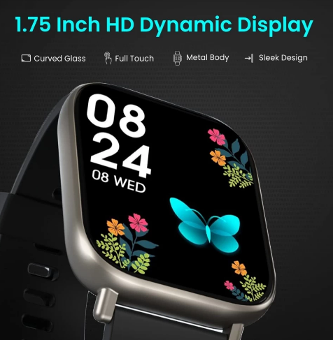 Portronics Kronos Y1 Calling Watch with Built-in Mic & Speaker - Black (POR-1427)