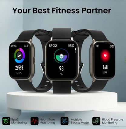 Portronics Kronos Y1 Calling Watch with Built-in Mic & Speaker - Black (POR-1427)